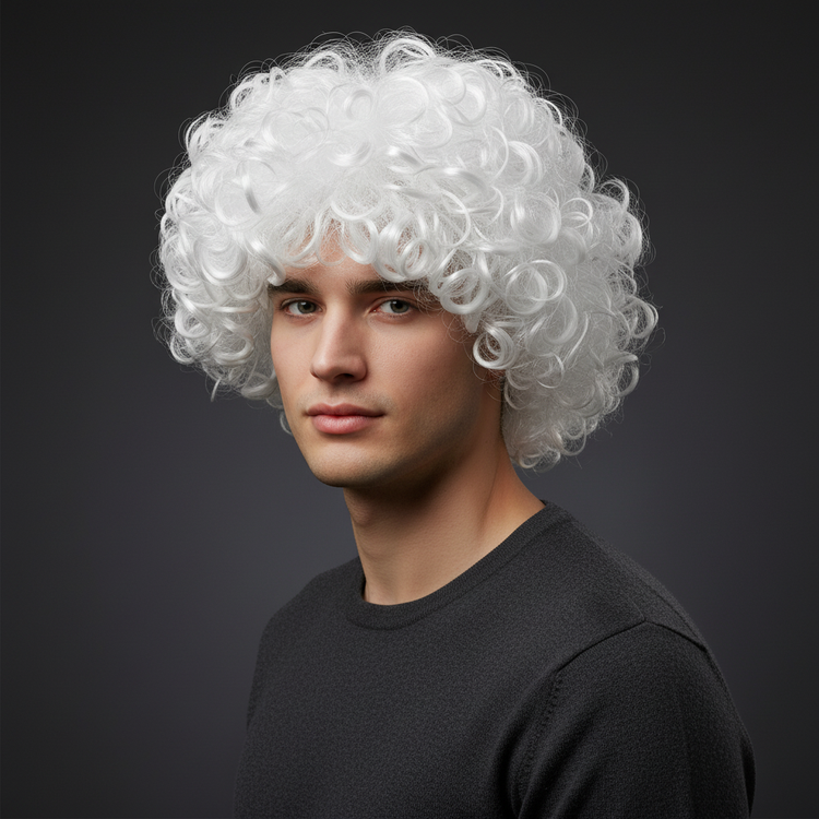 کلاه گیس مو فر سفید جنس درجه یک